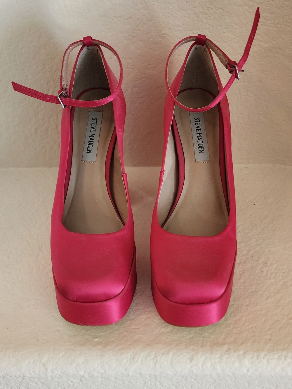 Steve Madden Pink Satin Platform Heels